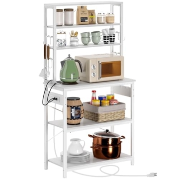 Rolanstar Baker's Rack: 4AC Outlet, 6-Tier Storage, Farmhouse Style
