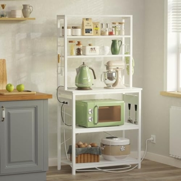 Rolanstar Baker's Rack 4AC Outlet 6-Tier Storage White