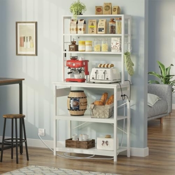 Rolanstar Baker's Rack 4AC Outlet 6-Tier Storage White