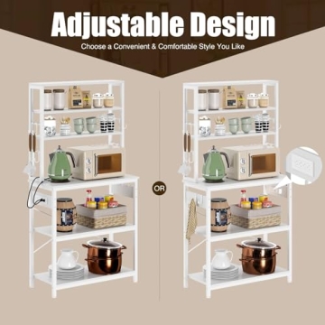 Rolanstar Baker's Rack 4AC Outlet 6-Tier Storage White