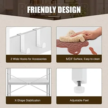 Rolanstar Baker's Rack 4AC Outlet 6-Tier Storage White