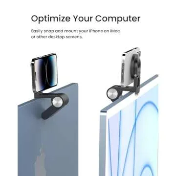 SODI Continuity Camera Mount for Desktop Monitor & iMac, Detachable iPhone Webcam Mount, Adjustable Magnetic Phone Stand for iPhone 16 Pro/Max 15/14/13/12 and Mac TV 4K Display OS Ventura