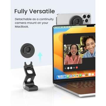 SODI Continuity Camera Mount for Desktop Monitor & iMac, Detachable iPhone Webcam Mount, Adjustable Magnetic Phone Stand for iPhone 16 Pro/Max 15/14/13/12 and Mac TV 4K Display OS Ventura
