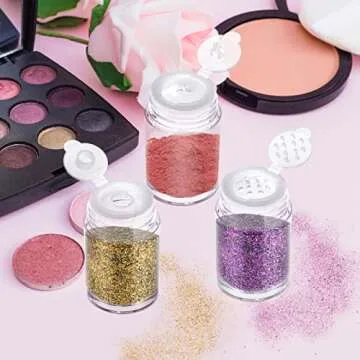 RAYNAG 6 Pieces Mini Empty Loose Powder Bottle Travel Cosmetic Glitter Powder Eye Shadow Powder Box ...