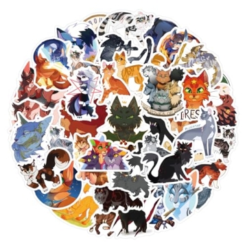 60pcs Warriors Cat Stickers for Kids - Vinyl Waterproof Decals