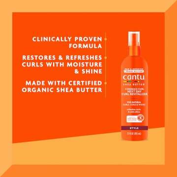 Cantu Comeback Curl Next Day Curl Revitalizer Mist with Shea Butter for Natural Hair, 12 fl oz (Packaging May Vary)