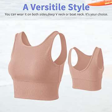 Workout Crop Tank Tops for Women Solid Comfort Sleeveless Shirts for Casual Sports Fitness Yoga Reve...