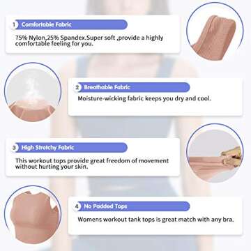 Workout Crop Tank Tops for Women Solid Comfort Sleeveless Shirts for Casual Sports Fitness Yoga Reversible Ribbed Tops Pink M