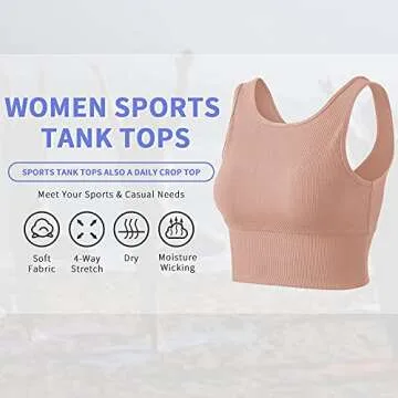 Workout Crop Tank Tops for Women Solid Comfort Sleeveless Shirts for Casual Sports Fitness Yoga Reversible Ribbed Tops Pink M