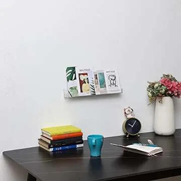 Cq acrylic Invisible Clear Floating Bookshelf - 15" Hanging Wall Mounted Display Shelf for Kids Room...