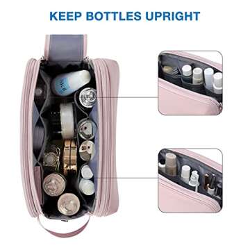 BAGSMART Toiletry Bag for Men, Travel Toiletry Organizer Dopp Kit Water-resistant Shaving Bag for Toiletries Accessories, Door Room Essentials,Pink-large