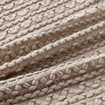 MIULEE Beige Throw Blanket for Couch Stylish Lightweight Cozy Knitted Blanket with Tassels for All S...