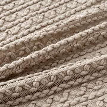 MIULEE Beige Throw Blanket for Couch Stylish Lightweight Cozy Knitted Blanket with Tassels for All S...