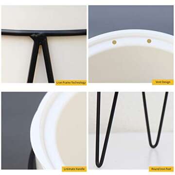 Ten-stone 2 Packs 21" Metal Stand with 6.7" Self Watering Pots,Corner Pots for Plants,Simple Design, Suitable for Indoor and Garden (Large, White)