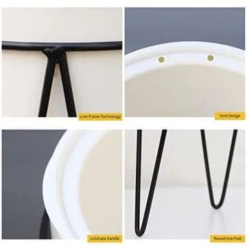 Ten-stone 2 Packs 21" Metal Stand with 6.7" Self Watering Pots,Corner Pots for Plants,Simple Design, Suitable for Indoor and Garden (Large, White)