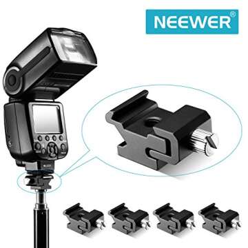 Neewer® Black Metal Cold Shoe Flash Stand Adapter with 1/4-inch -20 Tripod Screw (5 Packs)