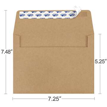 ValBox 200 Qty A7 Invitation Envelopes 5 x 7, 120GSM Brown Kraft Paper Envelopes for 5x7 Cards, Self...