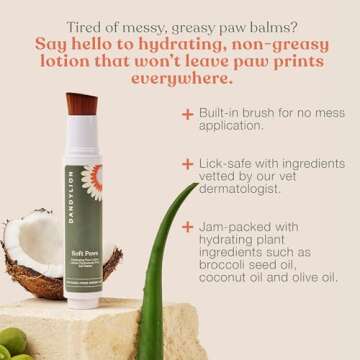 Dandylion Soft Paws | Paw Lotion with Brush | Dog Paw Balm Hydrating Alternative | Vet-Approved, Lic...