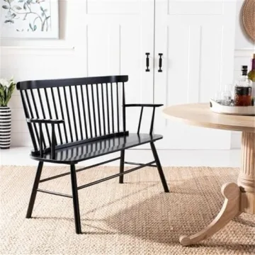 Elegant Safavieh Addison Spindle Back Settee in Black