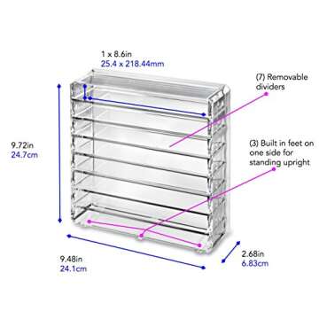 BY ALEGORY byAlegory Acrylic Makeup Eyelashes 'Lash' Organizer w/Removable Dividers Designed To Stand & Lay Flat 8 Space False Eye Lash Extension Cosmetic Storage - Clear