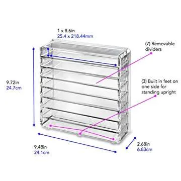 BY ALEGORY byAlegory Acrylic Makeup Eyelashes 'Lash' Organizer w/Removable Dividers Designed To Stand & Lay Flat 8 Space False Eye Lash Extension Cosmetic Storage - Clear