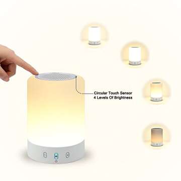 VOCH Night Light Bluetooth Speaker, Portable Wireless Bluetooth Speaker, 6 Color LED Themes Bedside Table Light/Smart Touch Control Color Changing Stereo Subwoofer