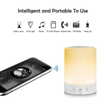 VOCH Night Light Bluetooth Speaker, Portable Wireless Bluetooth Speaker, 6 Color LED Themes Bedside Table Light/Smart Touch Control Color Changing Stereo Subwoofer