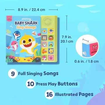Baby Shark Sing-Alongs 10 Button Sound Book | Baby Shark Toys | Learning & Education Toys | Interact...