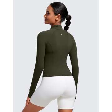 CRZ YOGA Butterluxe Womens Cropped Slim Fit Workout Jacket Weightless Track Athletic Full Zip Up Top...