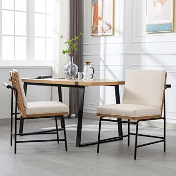 DUOMAY Mid-Century Modern Dining Chairs Set of 4, PU Leather Side Chair with Rear Handle, Armless Ch...