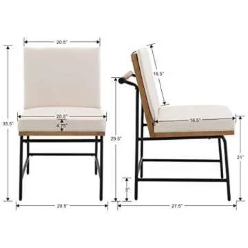 DUOMAY Mid-Century Modern Dining Chairs Set of 4, PU Leather Side Chair with Rear Handle, Armless Chair with Metal Legs for Kitchen Dining Room Living Room Vanity, Beige