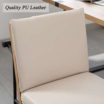 DUOMAY Mid-Century Modern Dining Chairs Set of 4, PU Leather Side Chair with Rear Handle, Armless Chair with Metal Legs for Kitchen Dining Room Living Room Vanity, Beige