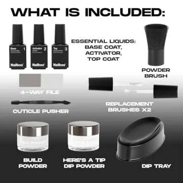Nailboo Here's a Tip Premium Dip Nails Starter Kit, Nail Powder Dip Kit for DIY At Home Manicure, Includes Dipping Powder and Liquids, White