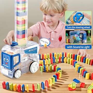 Upgrade Large Domino Train Set, Toys for Age 5-7,Automatic Electric Toy for Ages 5-7,Christmas Birth...