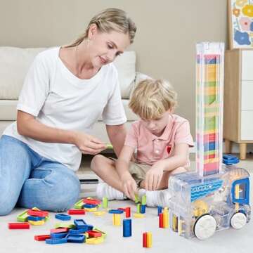 Upgrade Large Domino Train Set, Toys for Age 5-7,Automatic Electric Toy for Ages 5-7,Christmas Birthday Gifts for Boys Girls