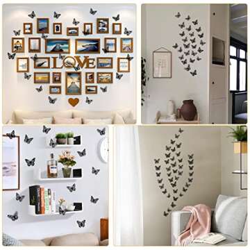 72 Pcs Black Butterfly Decorations, 3 Sizes 3 Styles, 3D Butterfly Wall Decor, Butterfly Party Decorations, Birthday Decorations, Butterflies for Crafts, Cake Decorating, Wall Stickers Room Decor