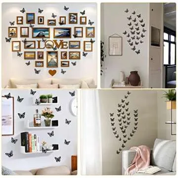 72 Pcs Black Butterfly Decorations, 3 Sizes 3 Styles, 3D Butterfly Wall Decor, Butterfly Party Decorations, Birthday Decorations, Butterflies for Crafts, Cake Decorating, Wall Stickers Room Decor