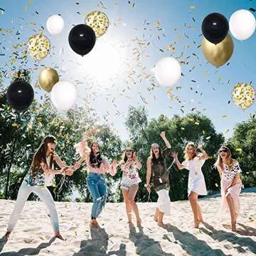 Black and Gold Confetti Balloons for Any Celebration