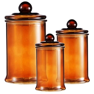 Elegant KMwares 3PCs Glass Apothecary Jar Set for Stylish Storage