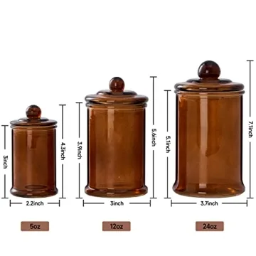 Elegant KMwares 3PCs Glass Apothecary Jar Set for Stylish Storage