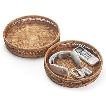 DOKOT Woven Rattan Trays - Stylish Home Organization Set