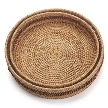 DOKOT Woven Rattan Trays - Stylish Home Organization Set