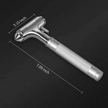 OUDEW Car Safety Hammer, Car Glass Breaker with Seat Belt Cutter, Automotive Escape Tool, Metal Window Breaker, Emergecy Safety Hammer for Car Accidents (Silver)
