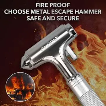OUDEW Car Safety Hammer, Car Glass Breaker with Seat Belt Cutter, Automotive Escape Tool, Metal Window Breaker, Emergecy Safety Hammer for Car Accidents (Silver)