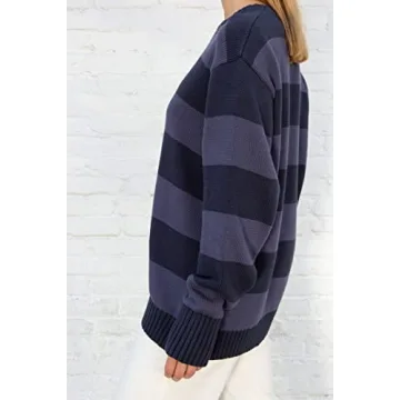 Trendy Women Y2K Striped Oversized Sweater for Style