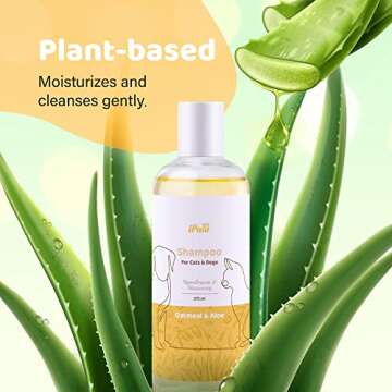 iPaw Oatmeal Dog Shampoo for Allergies with Aloe, Pet Shampoo for Dogs and Cats, Good for Dry and Sensitive Skin,Safe Ingredients, 375ml