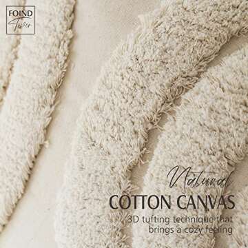 Foindtower Gorgeous Half Moon Accent Boho Tufted Decorative Throw Pillow Covers, Cozy Bohemian Rainb...