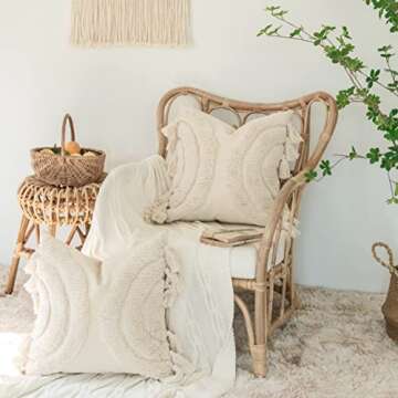 Foindtower Boho Half Moon Throw Pillow Covers - Cozy Decor