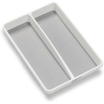 madesmart Classic Mini Utensil Tray, Soft Grip, Non-Slip Kitchen Drawer Organizer, 2 Compartments, M...