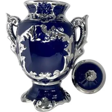 Elegant Sopera de Porcelana para Yemaya - Blue with Silver Accents